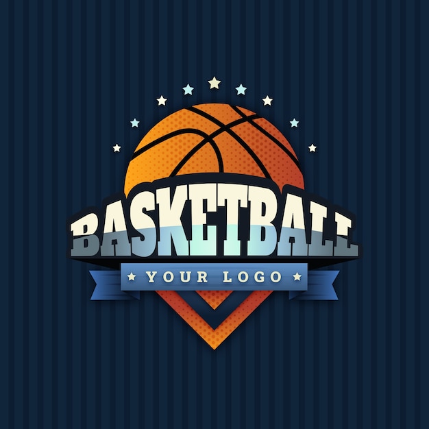 Vector gratuito plantilla de logotipo de baloncesto degradado