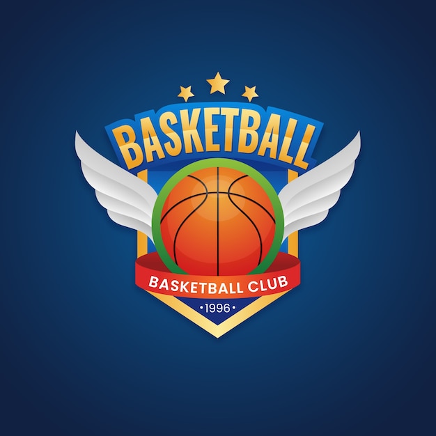 Vector gratuito plantilla de logotipo de baloncesto degradado