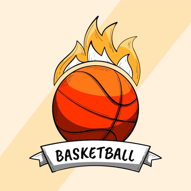 Plantilla de logotipo de baloncesto dibujado a mano