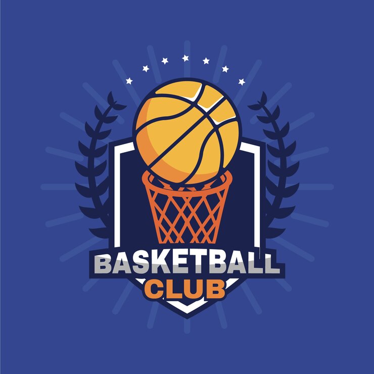 Vector gratuito plantilla de logotipo de baloncesto de diseño plano dibujado a mano