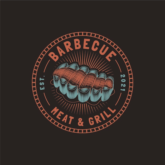 Vector gratuito plantilla de logotipo de barbacoa creativa con detalles