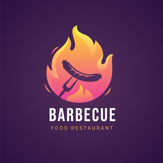 Vector gratuito plantilla de logotipo de barbacoa degradado