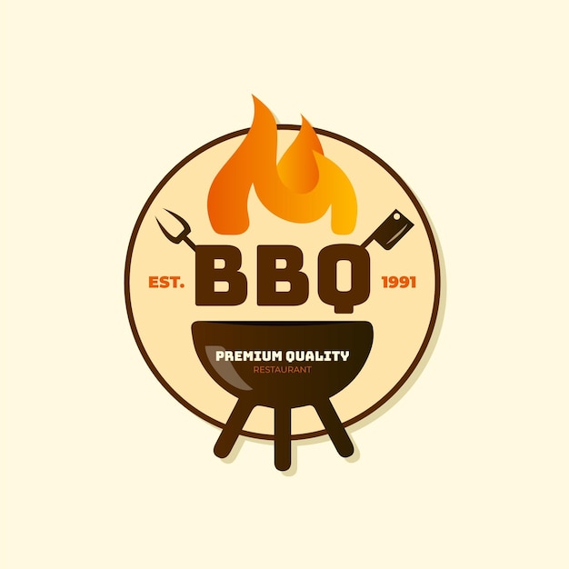 Vector gratuito plantilla de logotipo de barbacoa degradado