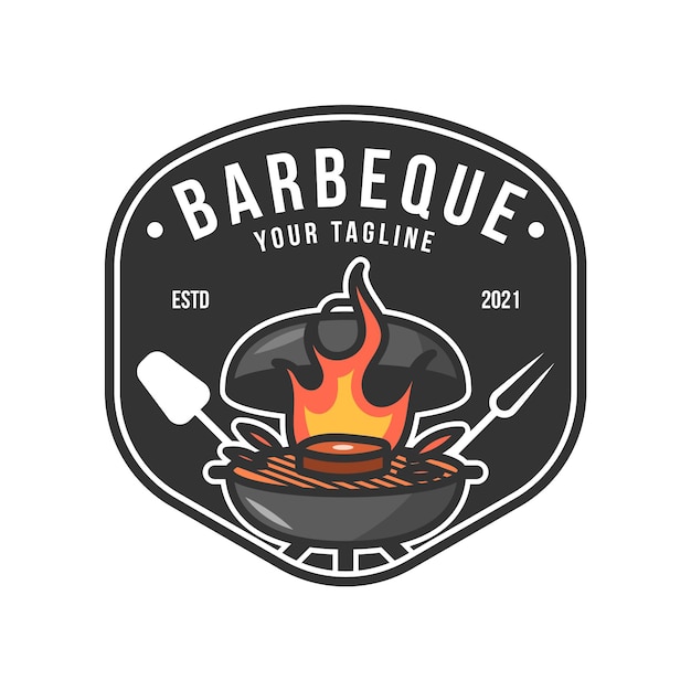 Vector gratuito plantilla de logotipo de barbacoa detallada