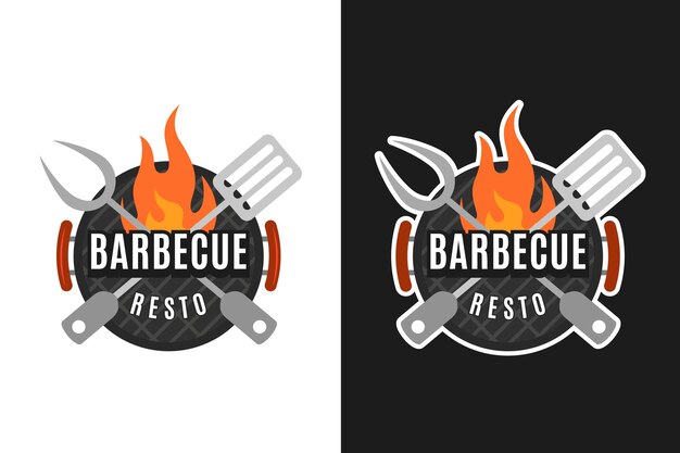 Plantilla de logotipo de barbacoa detallada