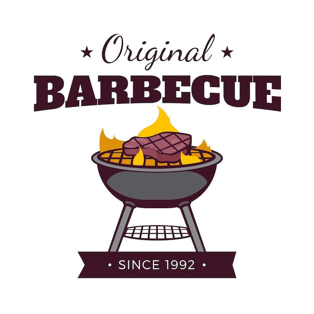 Vector gratuito plantilla de logotipo de barbacoa detallada