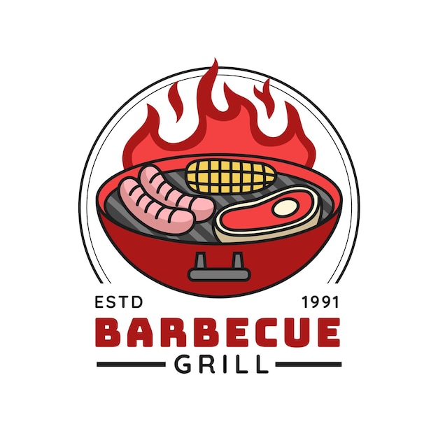 Plantilla de logotipo de barbacoa detallada