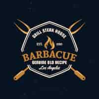 Vector gratuito plantilla de logotipo de barbacoa detallada