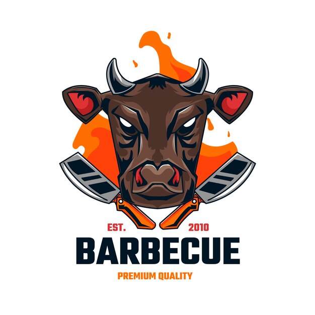 Plantilla de logotipo de barbacoa detallada