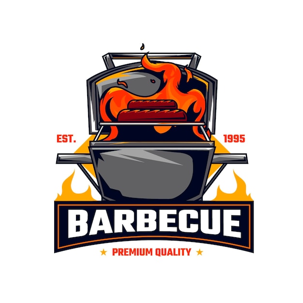 Plantilla de logotipo de barbacoa detallada