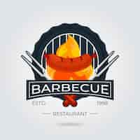 Vector gratuito plantilla de logotipo de barbacoa con detalles