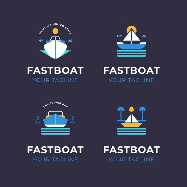 Plantilla de logotipo de barco de diseño plano
