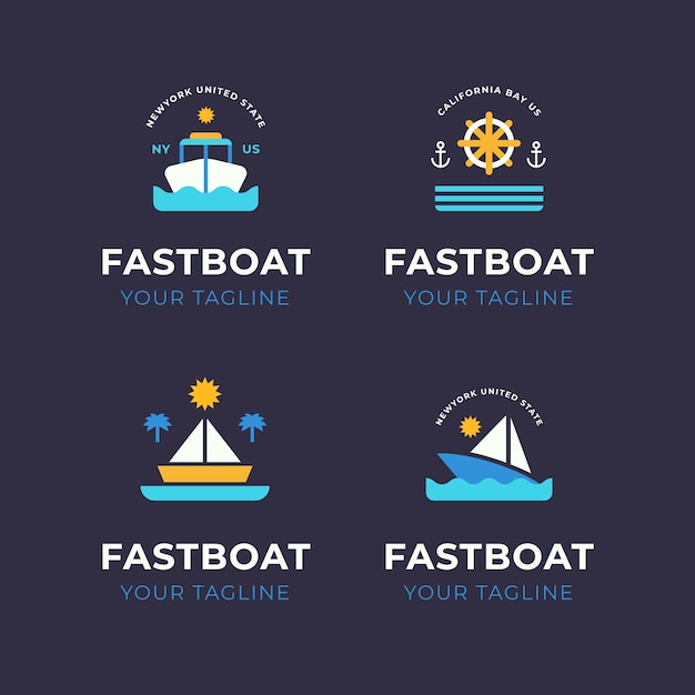 Vector gratuito plantilla de logotipo de barco de diseño plano