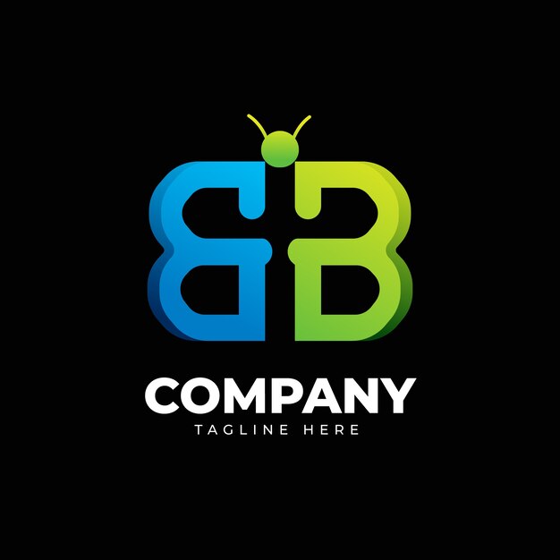 Plantilla de logotipo de bb degradado