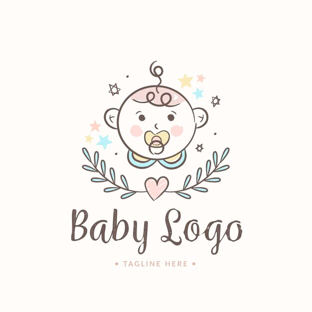 Plantilla de logotipo de bebé detallada