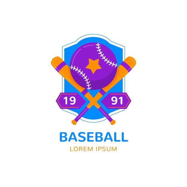 Vector gratuito plantilla de logotipo de béisbol dibujado a mano