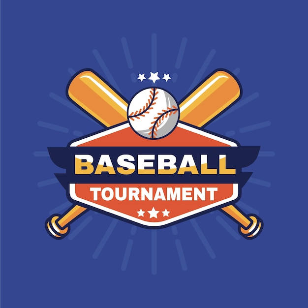 Plantilla de logotipo de béisbol de diseño plano dibujado a mano