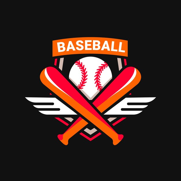 Plantilla de logotipo de béisbol de diseño plano