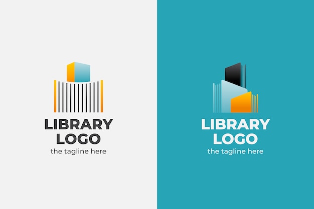 Vector gratuito plantilla de logotipo de biblioteca degradada