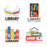 Vector gratuito plantilla de logotipo de biblioteca de diseño plano dibujado a mano