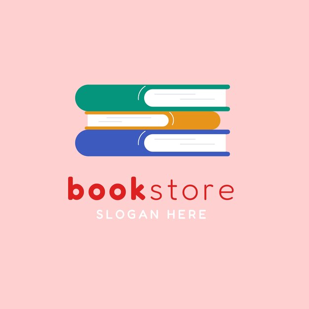 Plantilla de logotipo de biblioteca de diseño plano dibujado a mano