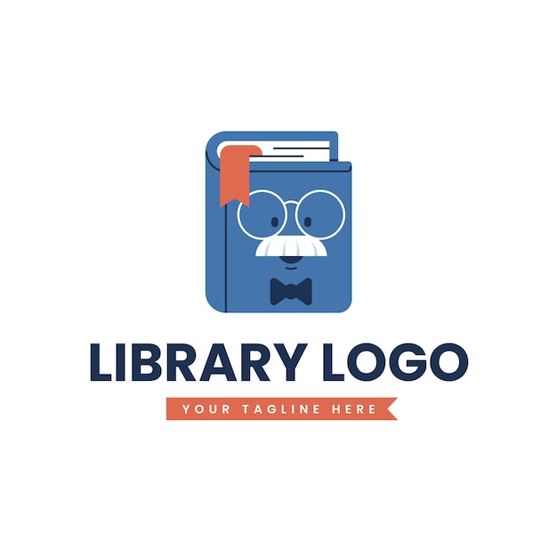 Vector gratuito plantilla de logotipo de biblioteca de diseño plano