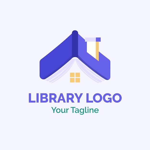 Plantilla de logotipo de biblioteca de diseño plano