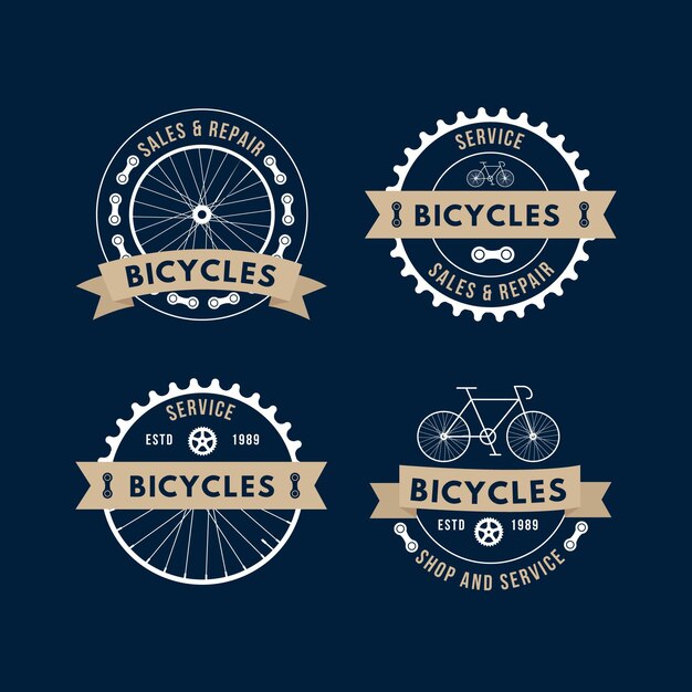 Plantilla de logotipo de bicicleta de mecanismo detallado