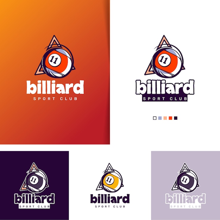 Vector gratuito plantilla de logotipo de billar dibujado a mano
