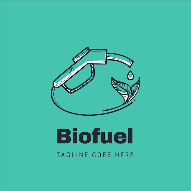 Vector gratuito plantilla de logotipo de biocombustible dibujado a mano