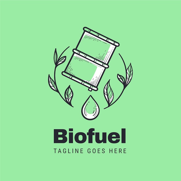 Plantilla de logotipo de biocombustible dibujado a mano