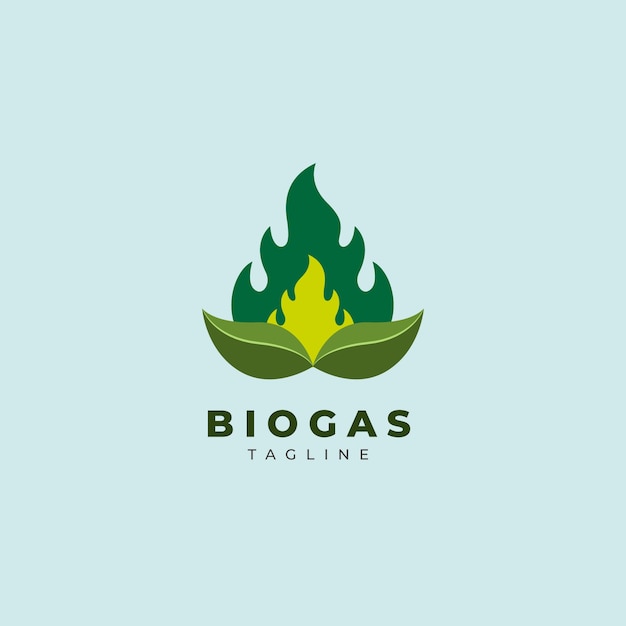 Plantilla de logotipo de biogás dibujado a mano de la industria