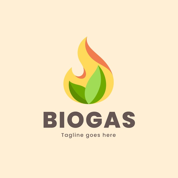 Plantilla de logotipo de biogás dibujado a mano