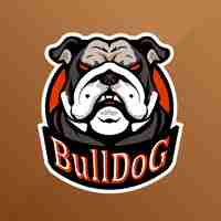 Vector gratuito plantilla de logotipo de bulldog dibujado a mano