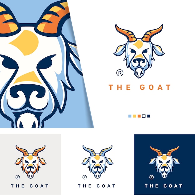 Plantilla de logotipo de cabra dibujada a mano