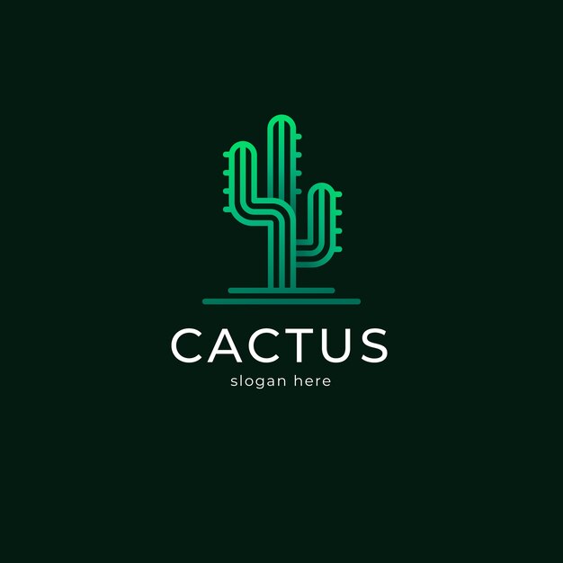 Plantilla de logotipo de cactus degradado
