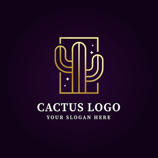 Plantilla de logotipo de cactus degradado