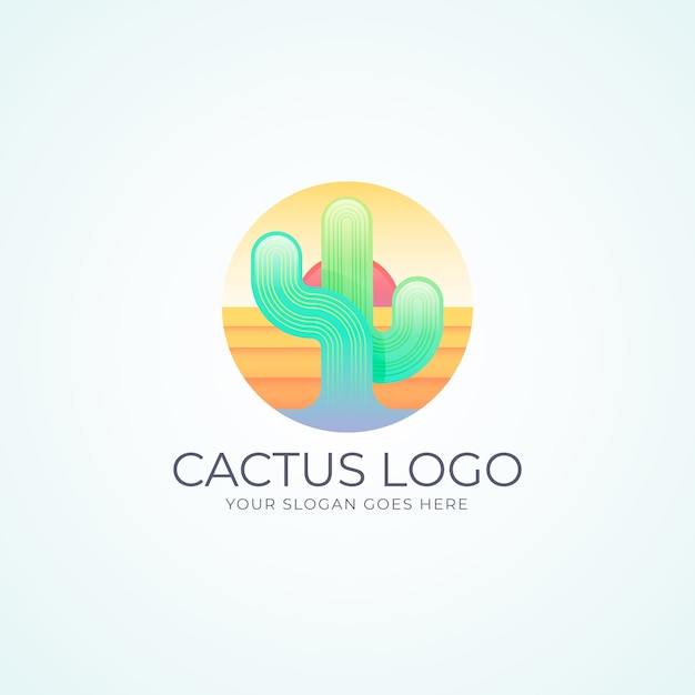 Plantilla de logotipo de cactus degradado