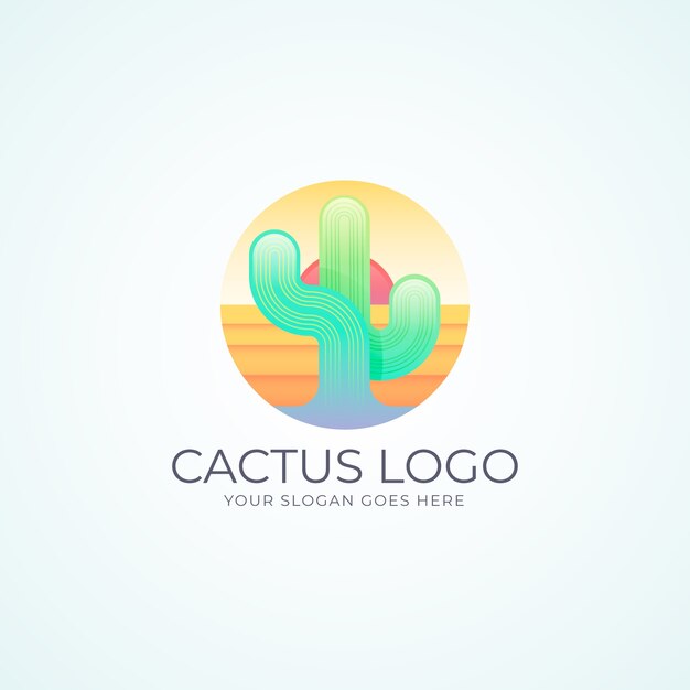 Plantilla de logotipo de cactus degradado