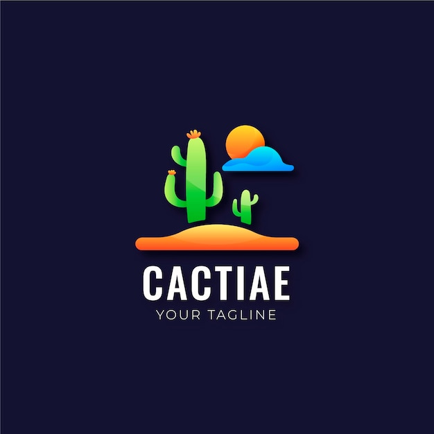 Vector gratuito plantilla de logotipo de cactus degradado