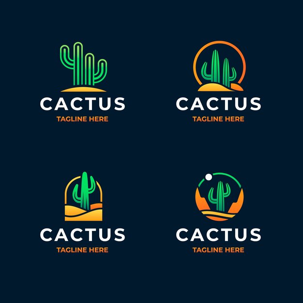 Plantilla de logotipo de cactus degradado