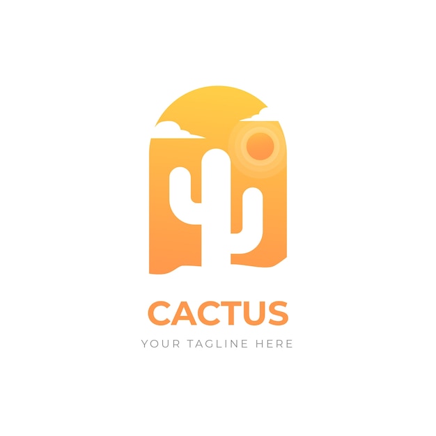 Plantilla de logotipo de cactus degradado