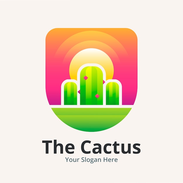 Vector gratuito plantilla de logotipo de cactus degradado