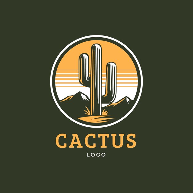 Plantilla de logotipo de cactus dibujado a mano