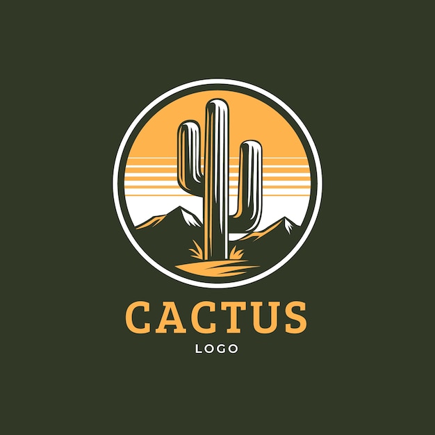 Plantilla de logotipo de cactus dibujado a mano