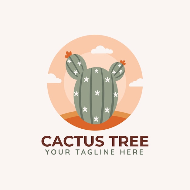 Vector gratuito plantilla de logotipo de cactus dibujado a mano