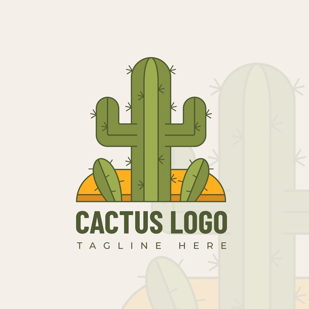 Plantilla de logotipo de cactus dibujado a mano