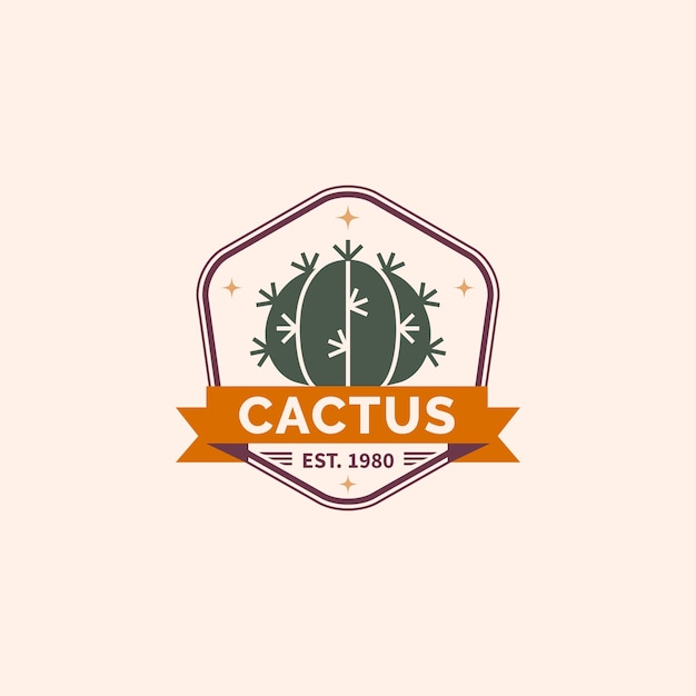 Plantilla de logotipo de cactus dibujado a mano