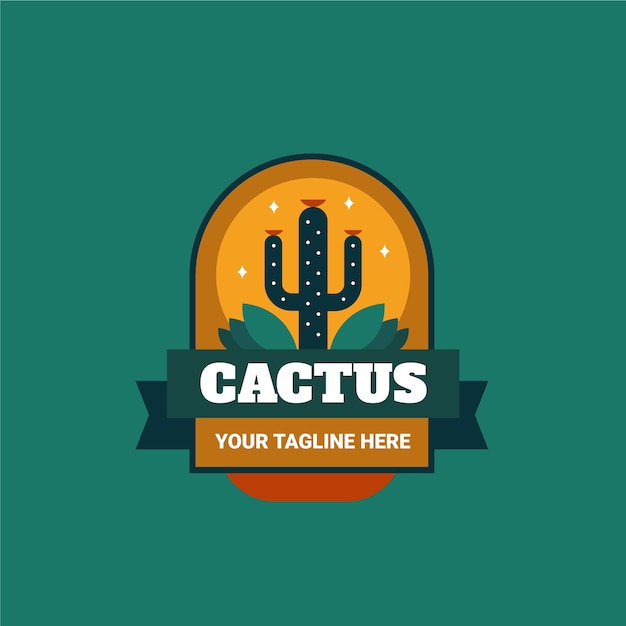 Plantilla de logotipo de cactus de diseño plano