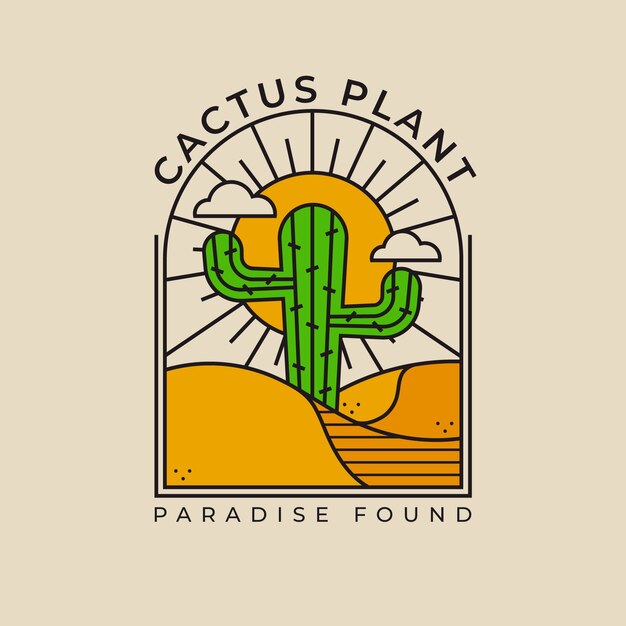 Plantilla de logotipo de cactus plano